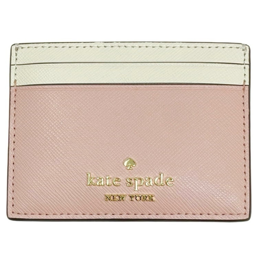 Kate Spade Madison small slim card holder in rose smoke saffiano leather NWT